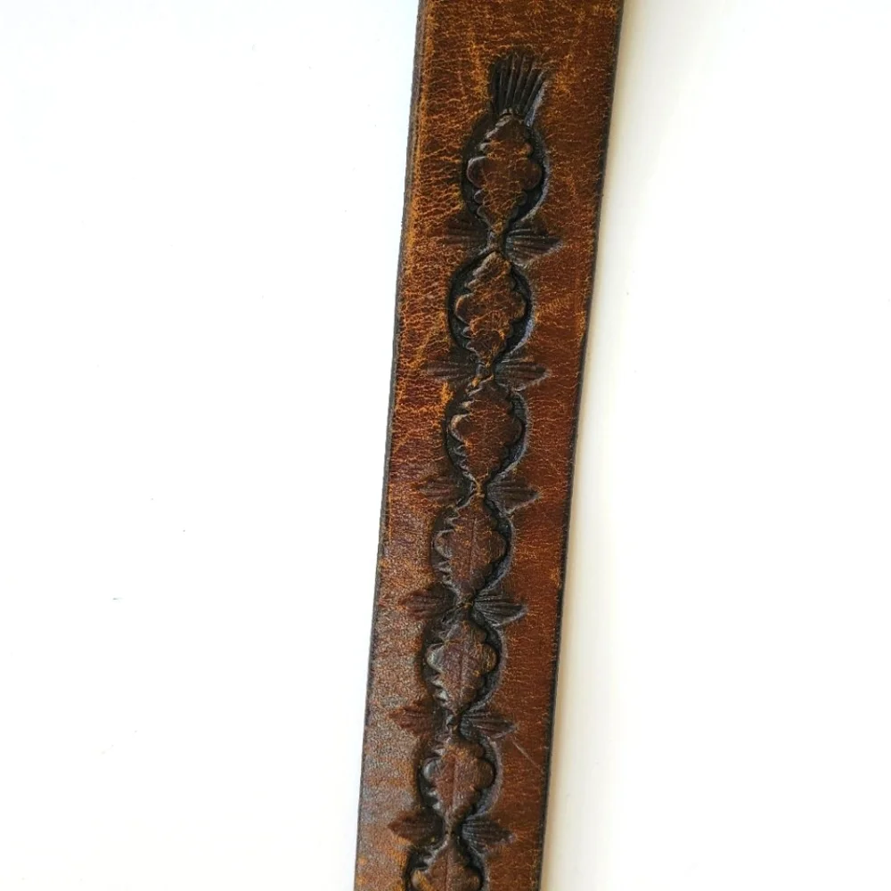 Python & Turquiose Leather Belt Genuine by Southwick / Western Boho - Picture 13 of 16